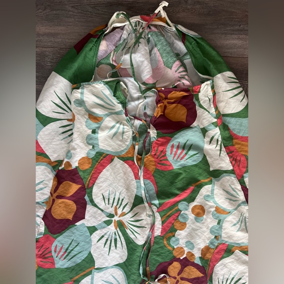 Ted Baker Green Dulina Strappy Linen Maxi Dress With Pleat Detail - Picture 5 of 7